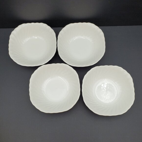 Johnson Brothers Regency Square Cereal Bowls White Swirl Soup Dessert Bowls - Picture 2 of 6